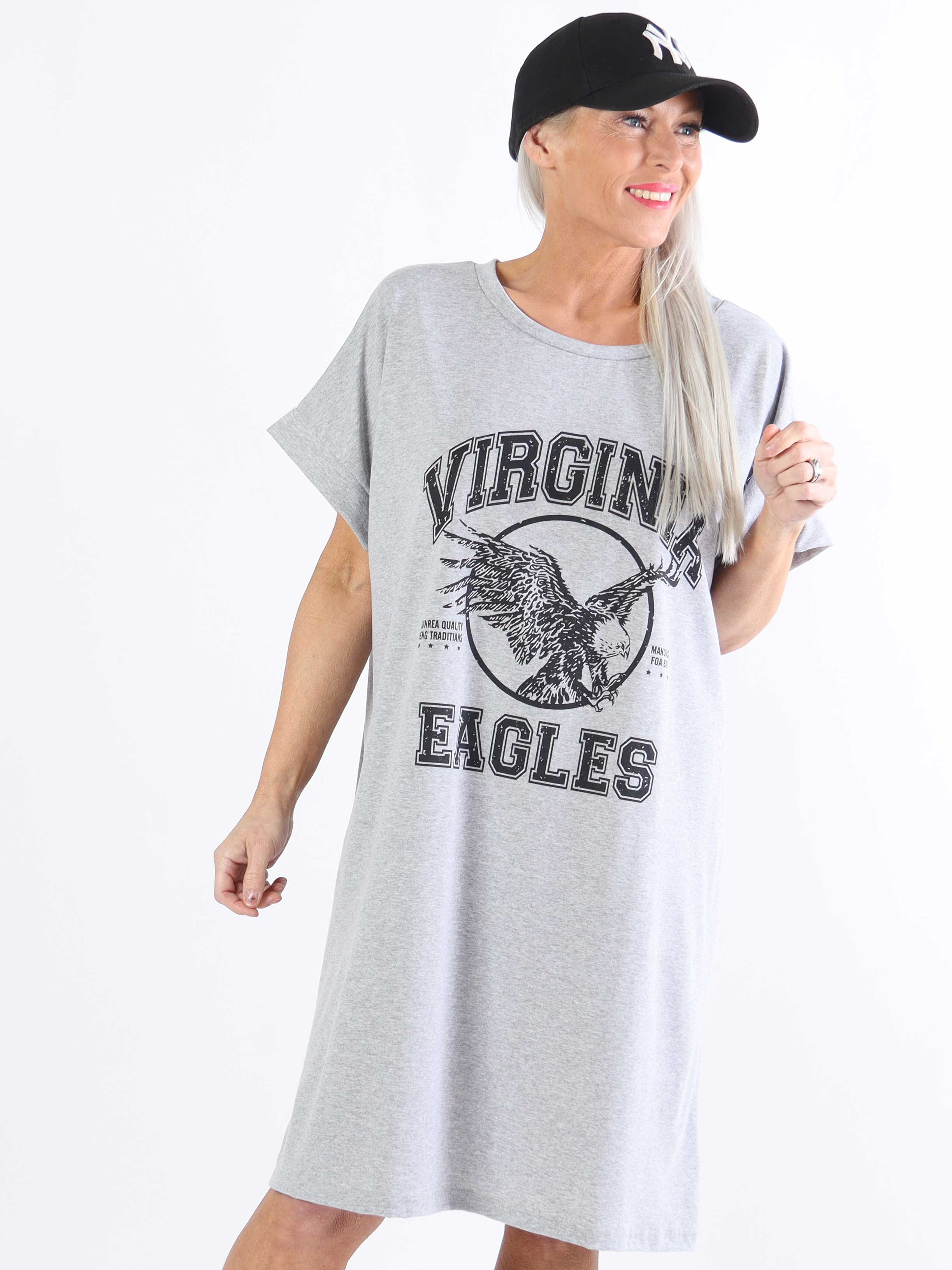 Pernille - Plus size t-shirtkjole i bomuld med tryk